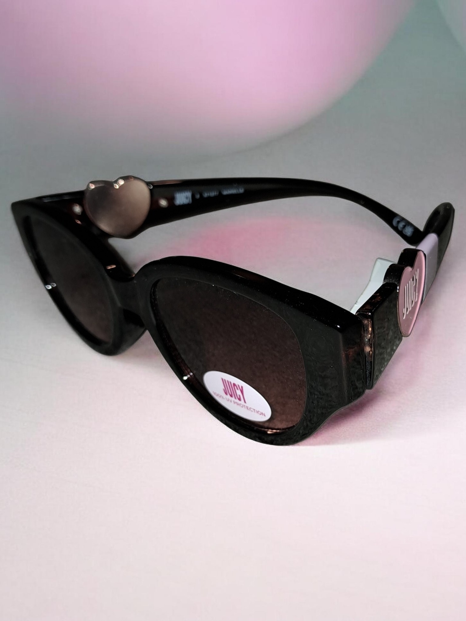 Juicy Couture Black Cat-Eye Sunglasses With Heart Accents